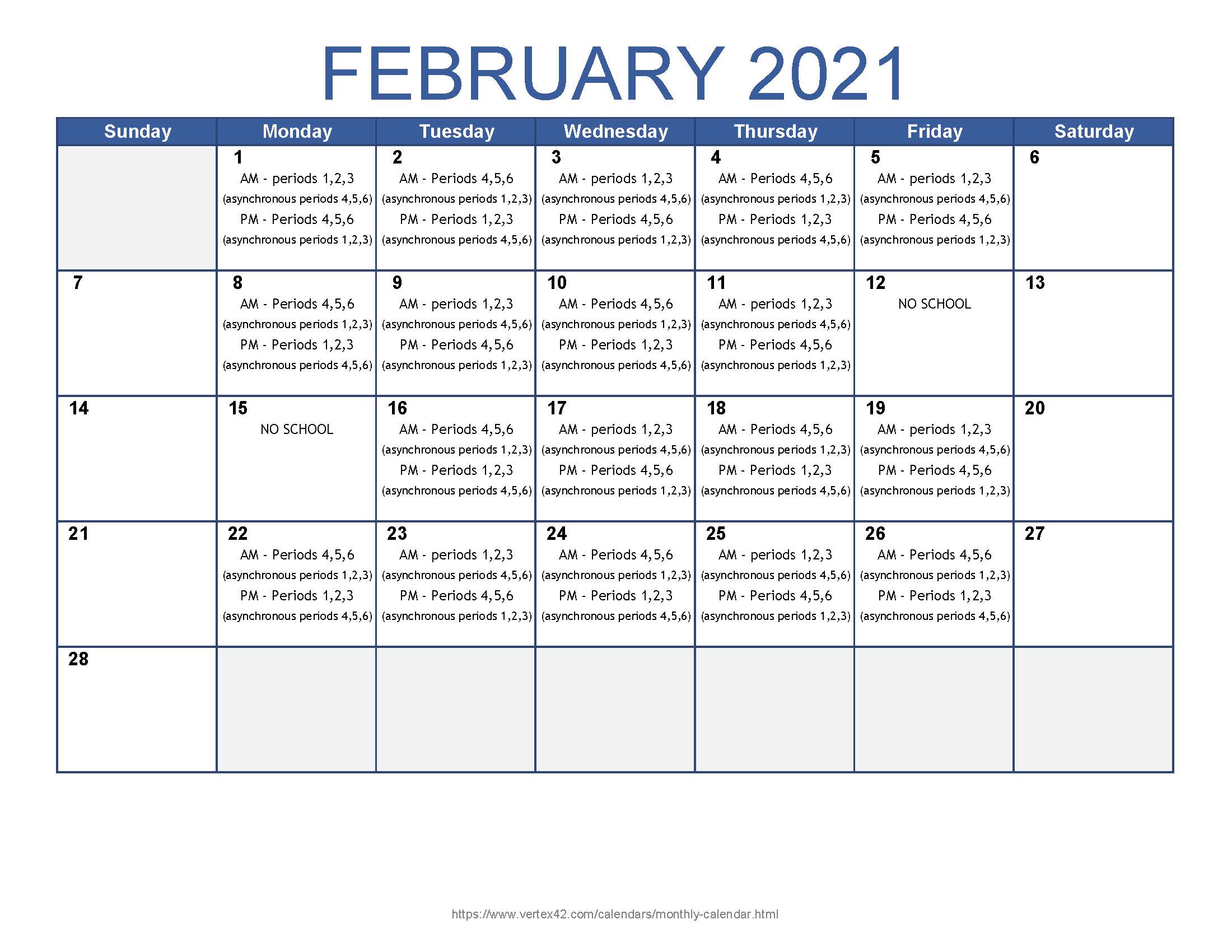 Image of November Rotating Schedule 2020