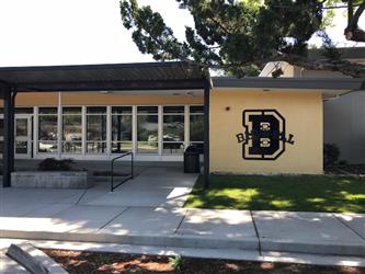 Front of main office with large B logo