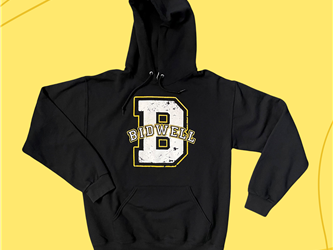 Black Hooded Sweatshirt with the Bidwell "B" Logo