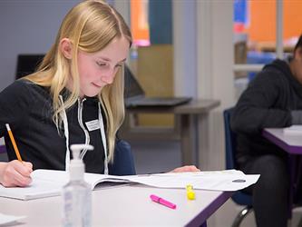 Female student studying