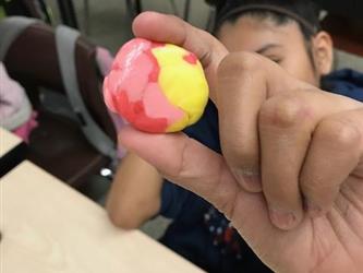 pink and yellow rock made by student
