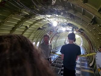 two students inside plane