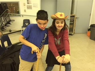 Two drama students posing for camera