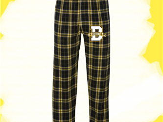 Black and Gold Flannel PJ Pants with Bidwell Logo on left leg